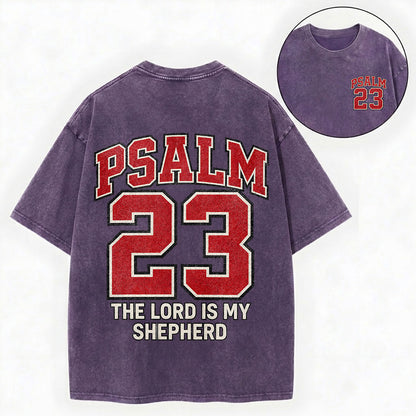 The Lord Is My Shepherd Shirt – Psalm 23 Varsity Christian Washed Tee