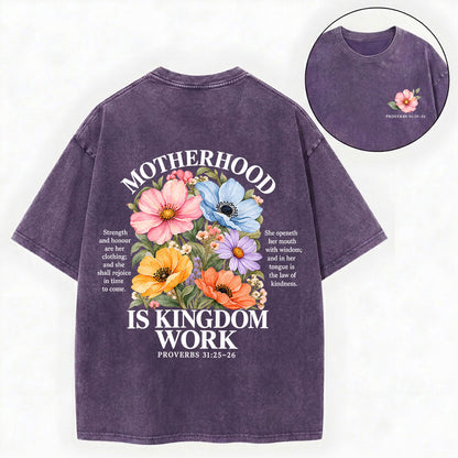 Mother's Day Christian Shirt – Kingdom Work Floral Unisex Washed Tee