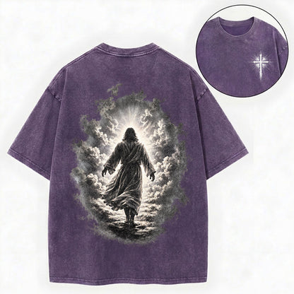 Jesus Walking to Heaven Shirt – Christian Vintage Unisex Washed Tee