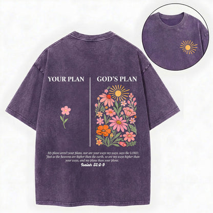Your Plan God's Plan Shirt – Christian Vintage Unisex Washed Tee