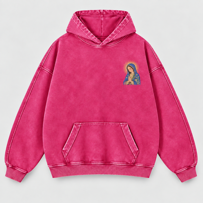 Our Lady of Guadalupe Washed Hoodie – Catholic Oversized