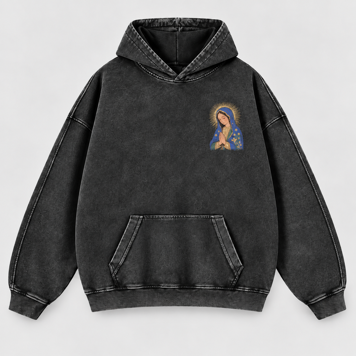 Our Lady of Guadalupe Washed Hoodie – Catholic Oversized