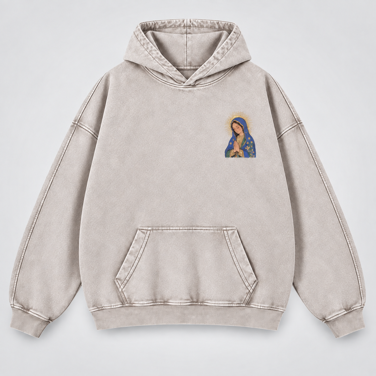 Our Lady of Guadalupe Washed Hoodie – Catholic Oversized