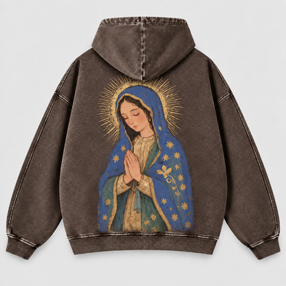Our Lady of Guadalupe Washed Hoodie – Catholic Oversized