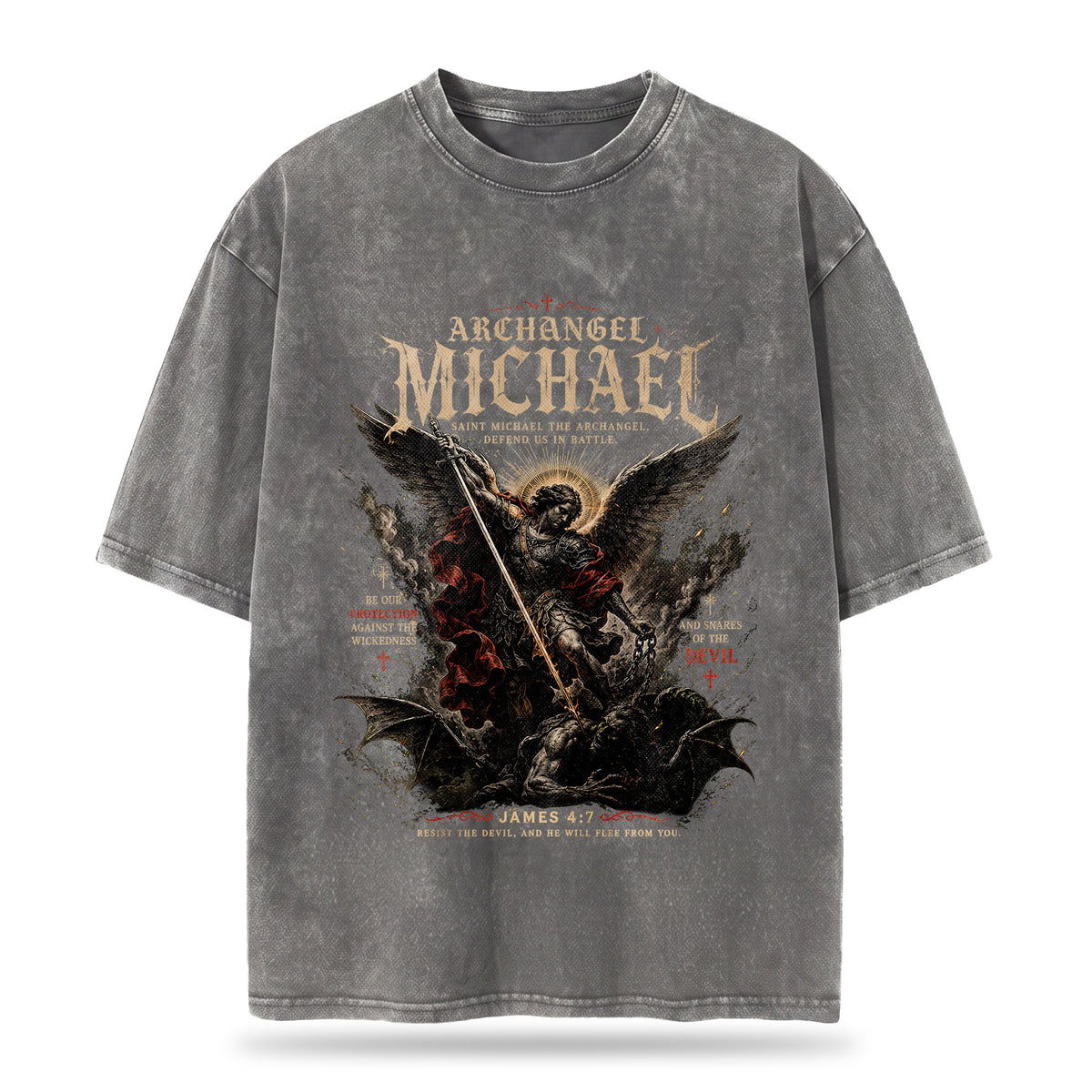 Archangel Michael Christian Washed T-Shirt