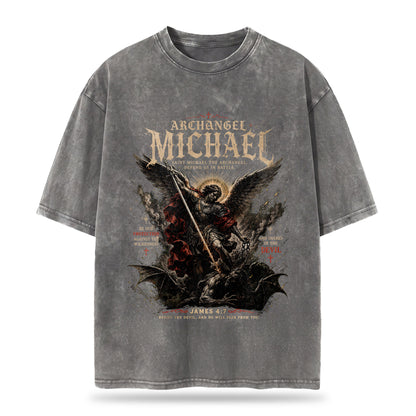 Archangel Michael Christian Washed T-Shirt