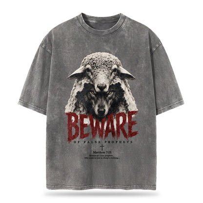 Beware Of False Prophets Christian Washed T-Shirt– Vintage Christian Streetwear Tee
