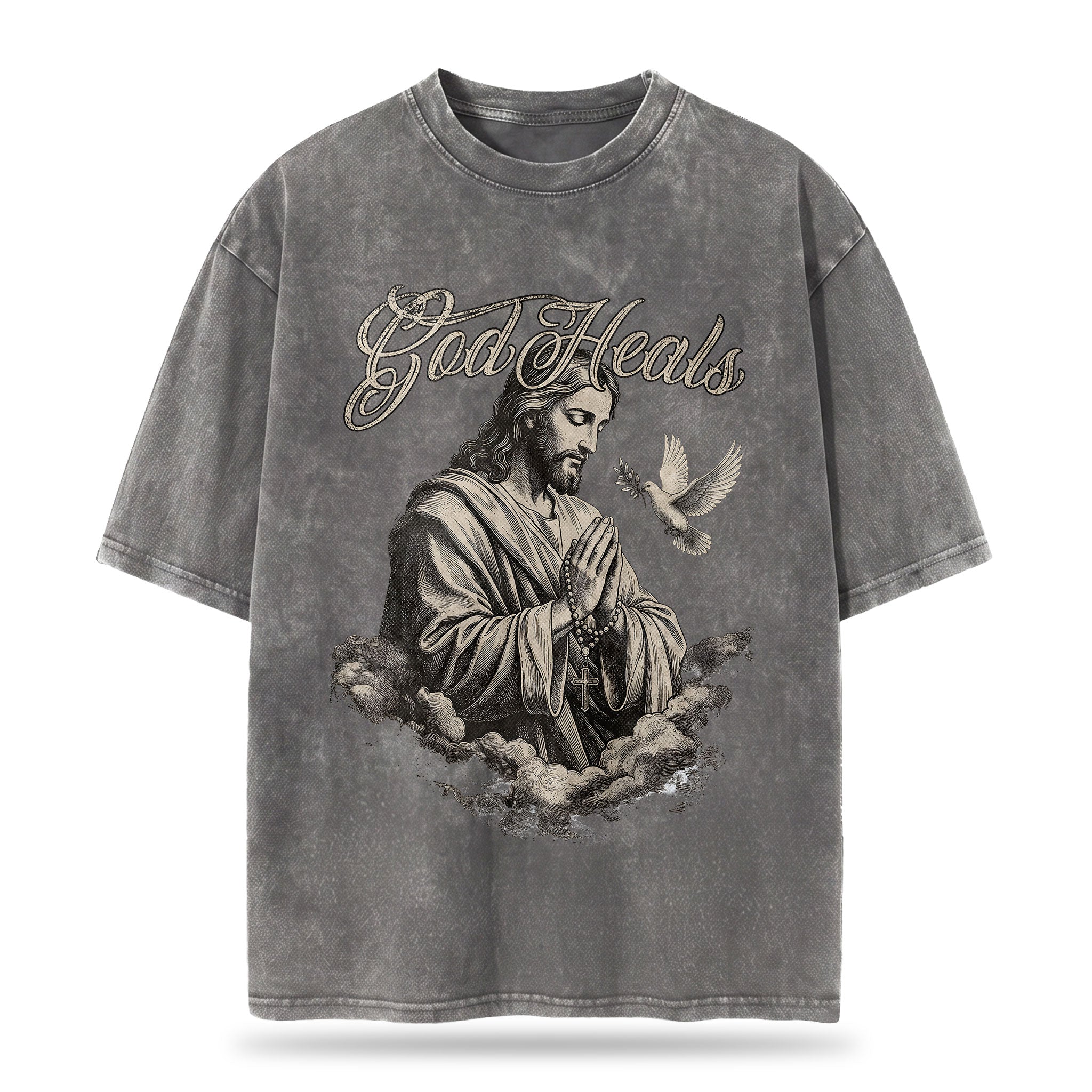God Heals Christian Oversized Graphic T-Shirt – Vintage Christian Streetwear Tee