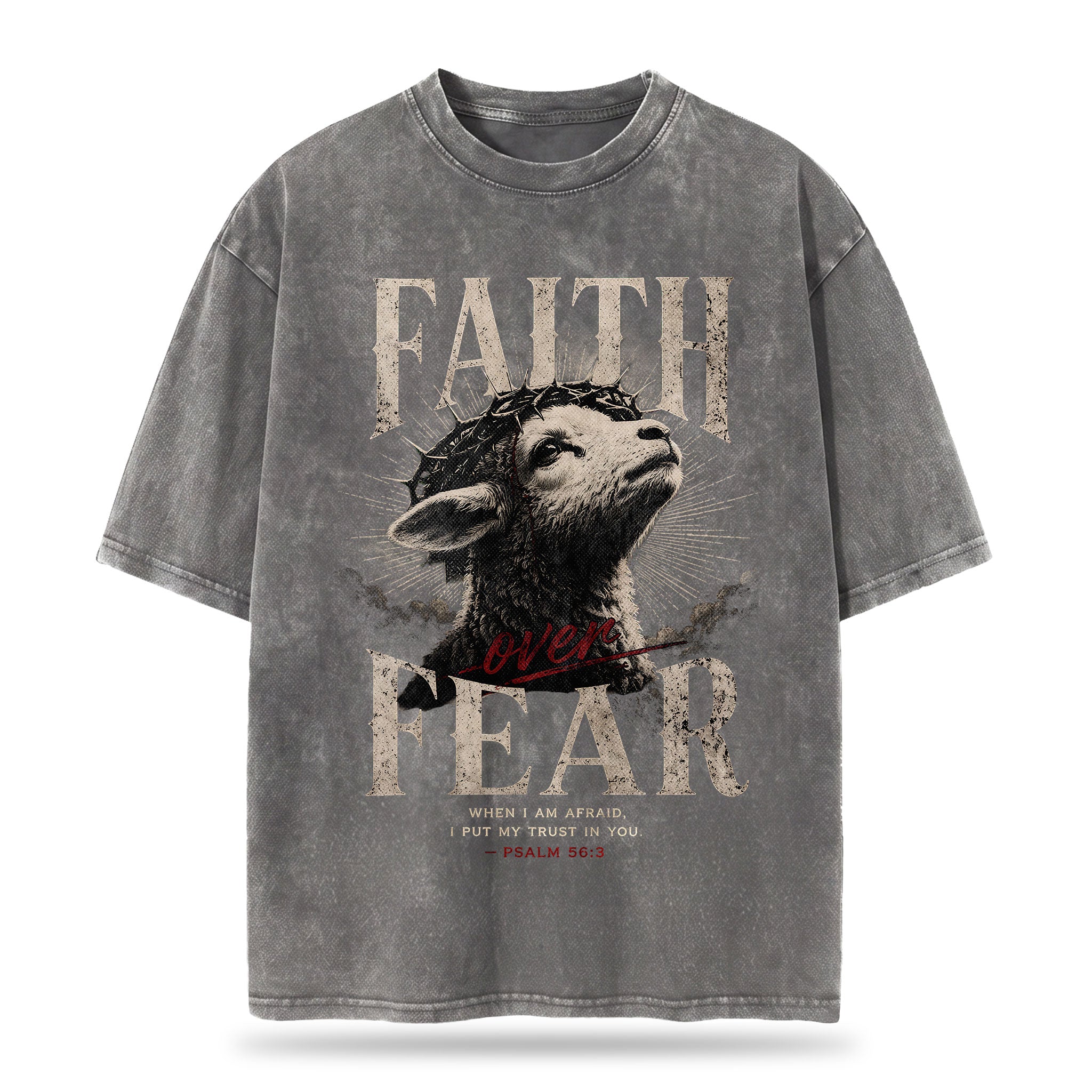Faith Over Fear Christian Washed T-Shirt – Vintage Christian Streetwear Tee