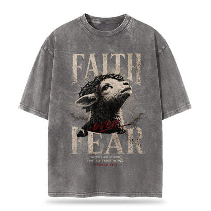 Faith Over Fear Christian Washed T-Shirt – Vintage Christian Streetwear Tee