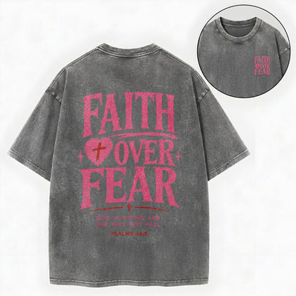 Faith Over Fear Christian Washed T-Shirt – Vintage Christian Streetwear Tee