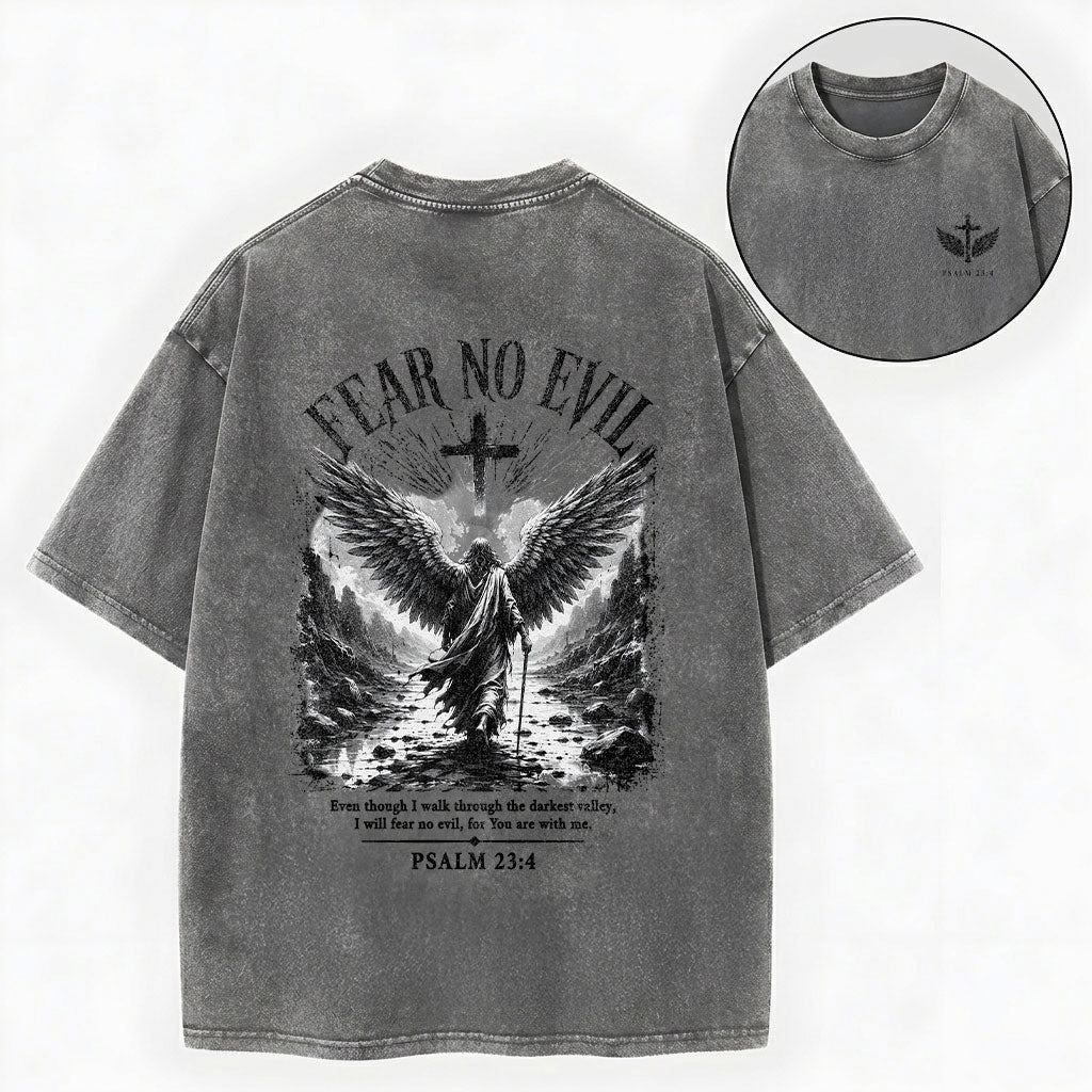 I Will Fear No Evil Christian Washed T-Shirt