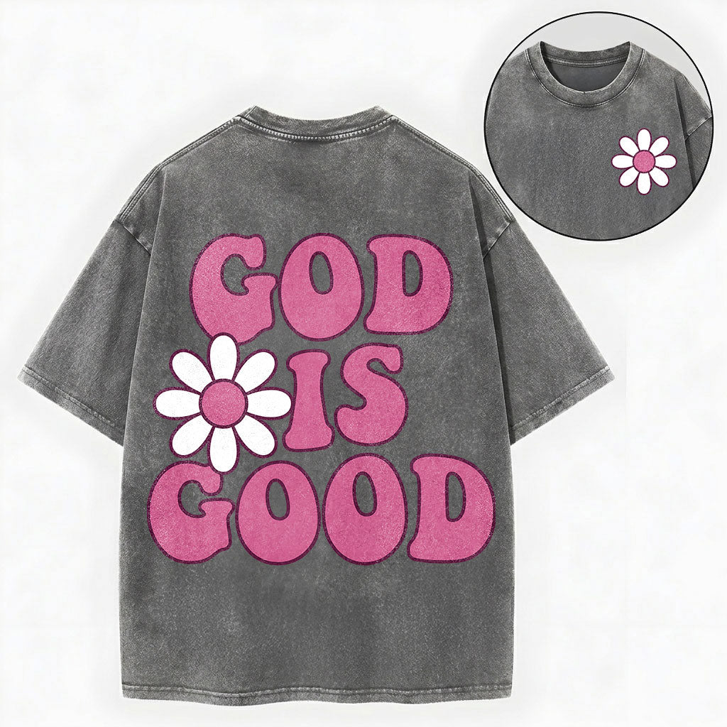 God Is Good Shirt – Retro Daisy Christian Vintage Unisex Washed Tee