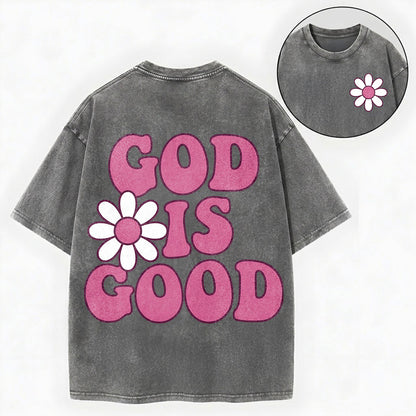 God Is Good Shirt – Retro Daisy Christian Vintage Unisex Washed Tee