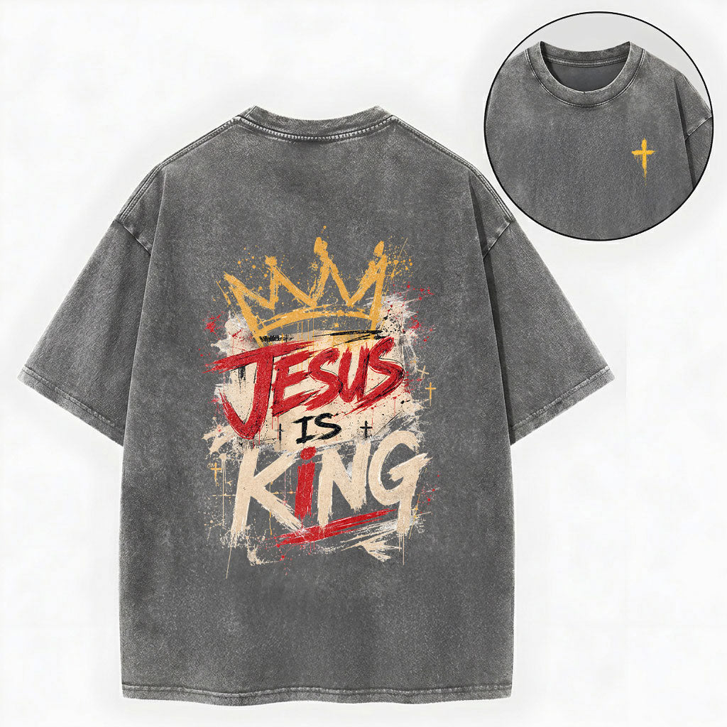 Jesus Is King Christian Washed T-Shirt