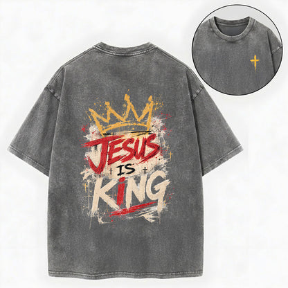 Jesus Is King Christian Washed T-Shirt