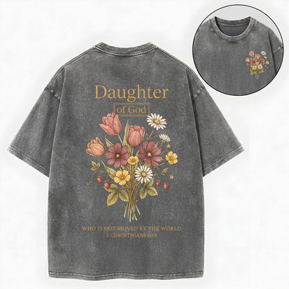 Daughter of God Shirt – Floral Christian Vintage Unisex Washed Tee