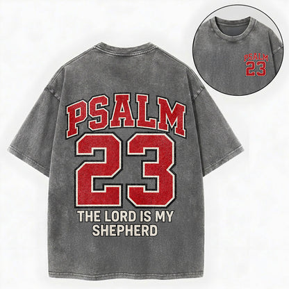 The Lord Is My Shepherd Shirt – Psalm 23 Varsity Christian Washed Tee
