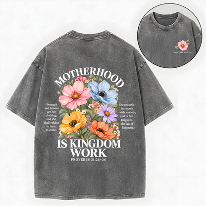 Mother's Day Christian Shirt – Kingdom Work Floral Unisex Washed Tee