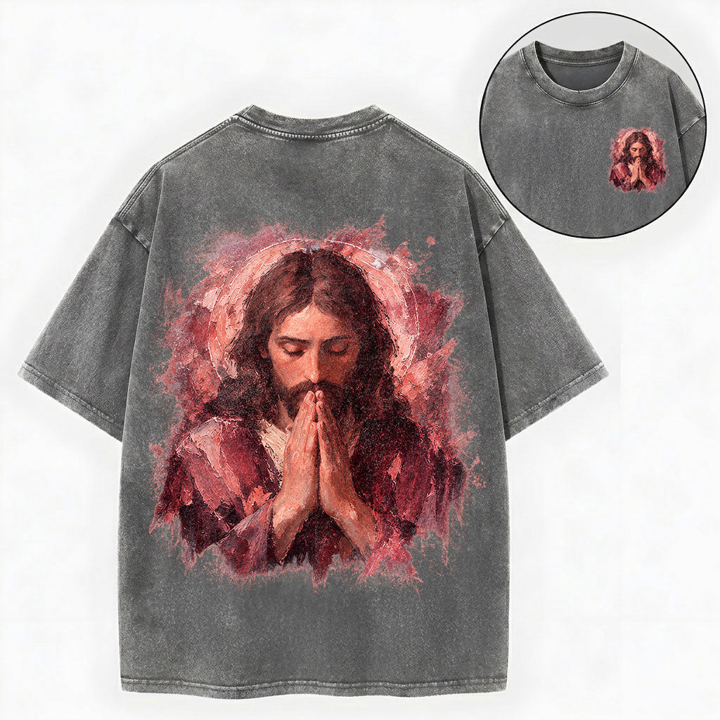 Jesus Prayer Shirt – Rose Halo Christian Vintage Unisex Washed Tee