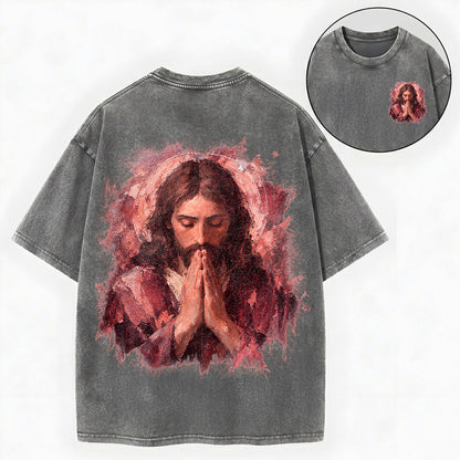 Jesus Prayer Shirt – Rose Halo Christian Vintage Unisex Washed Tee