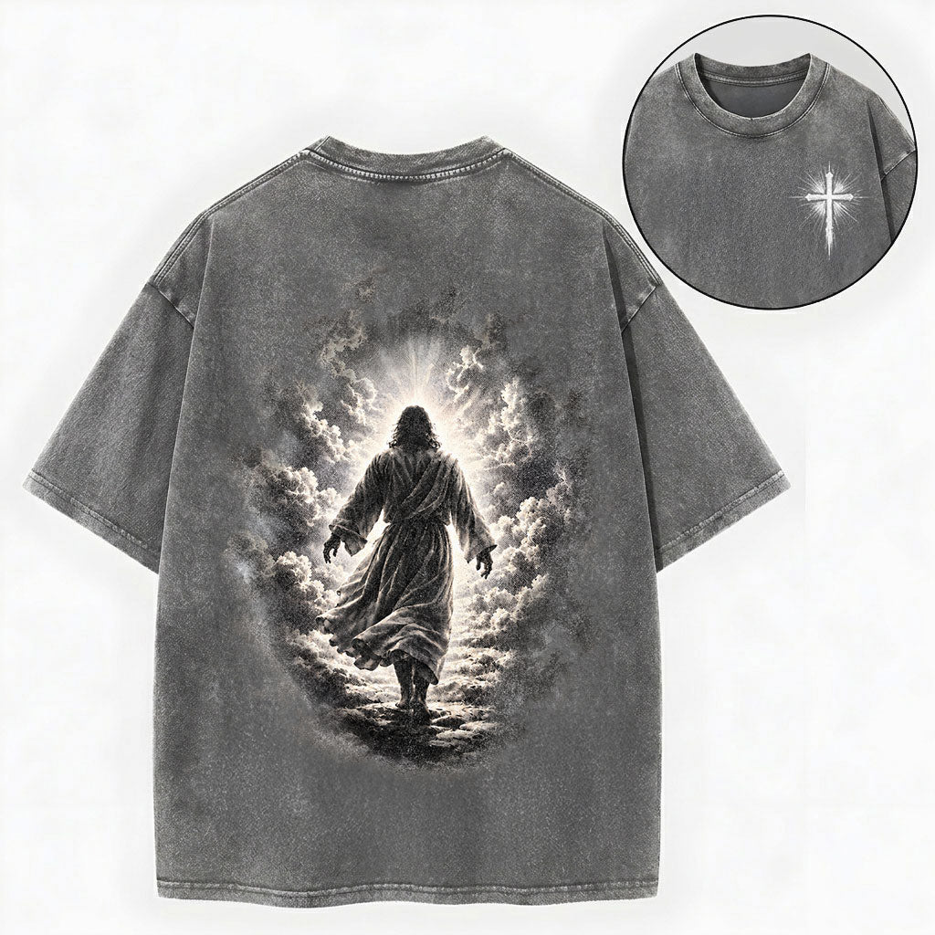 Jesus Walking to Heaven Shirt – Christian Vintage Unisex Washed Tee