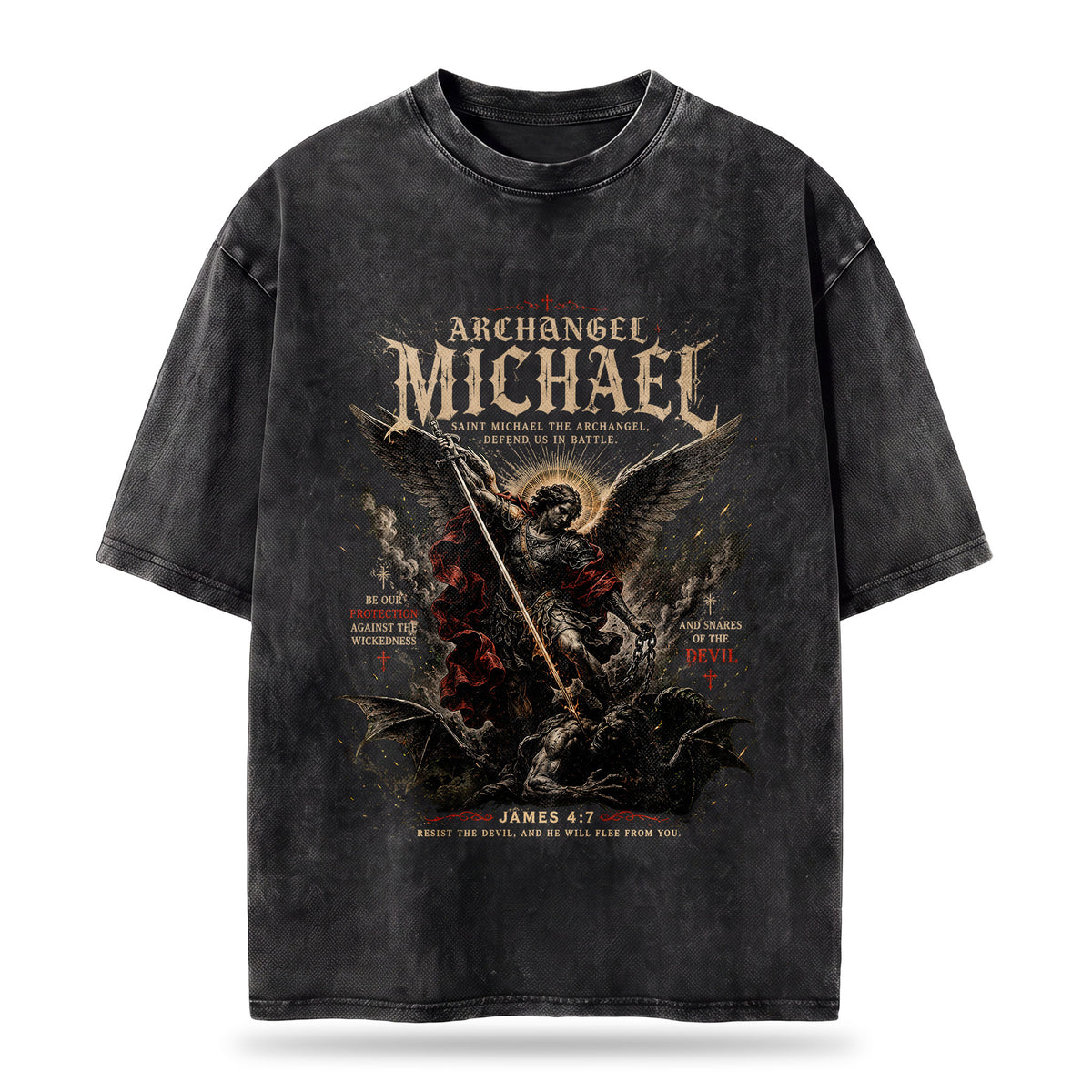 Archangel Michael Christian Washed T-Shirt