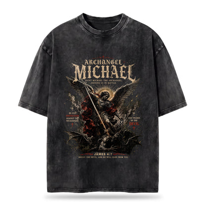 Archangel Michael Christian Washed T-Shirt