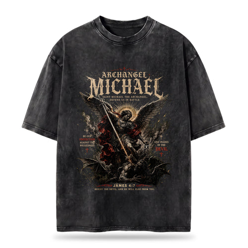 Archangel Michael Christian Washed T-Shirt