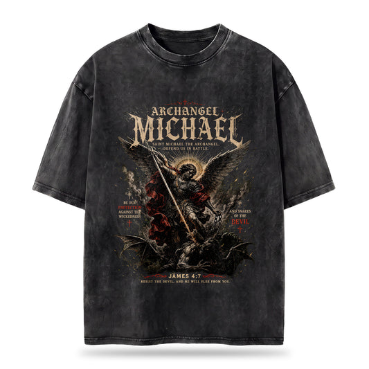 Archangel Michael Christian Washed T-Shirt