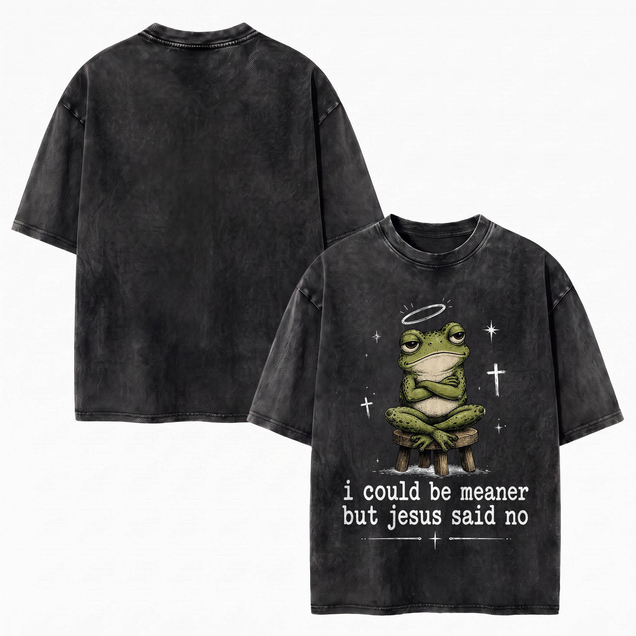 I Could Be Meaner But Jesus Said No Christian Heavy Washed T-shirt - Vintage Christian Streetwear Tee