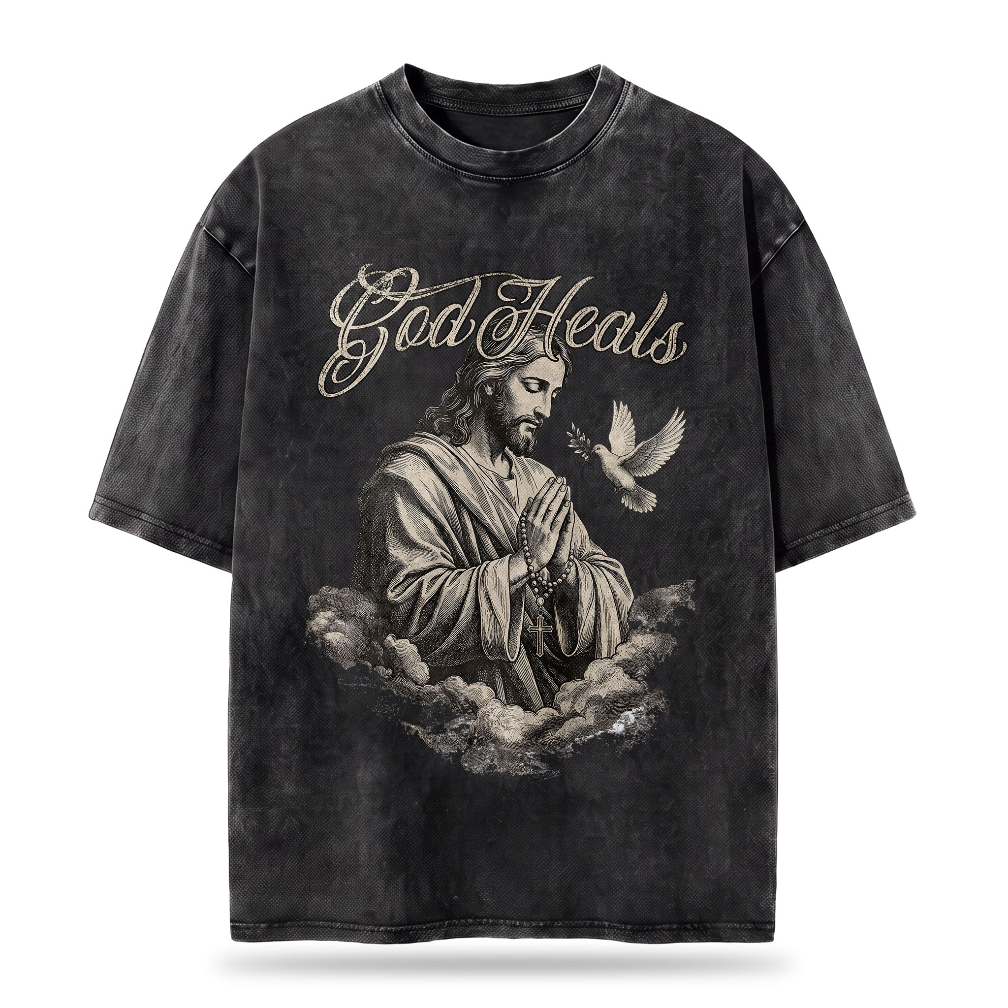 God Heals Christian Oversized Graphic T-Shirt – Vintage Christian Streetwear Tee