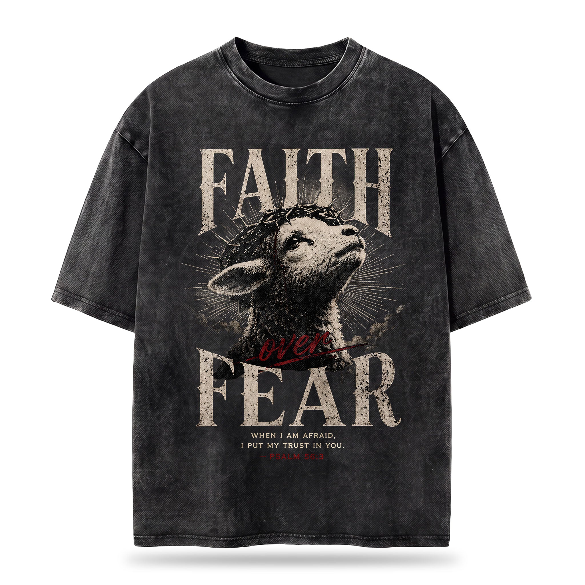 Faith Over Fear Christian Washed T-Shirt – Vintage Christian Streetwear Tee