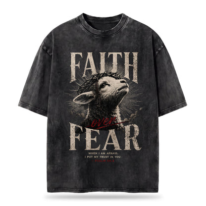 Faith Over Fear Christian Washed T-Shirt – Vintage Christian Streetwear Tee