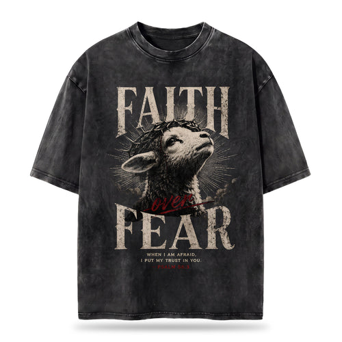 Faith Over Fear Christian Washed T-Shirt – Vintage Christian Streetwear Tee