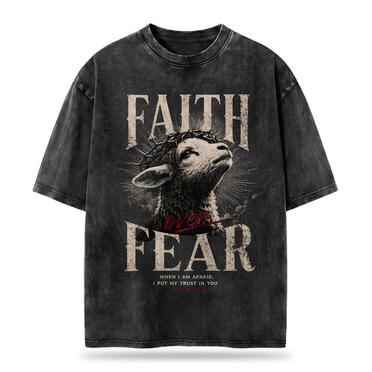 Faith Over Fear Christian Washed T-Shirt – Vintage Christian Streetwear Tee