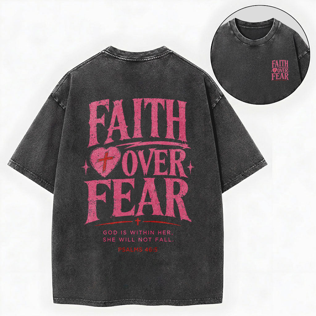 Faith Over Fear Christian Washed T-Shirt – Vintage Christian Streetwear Tee