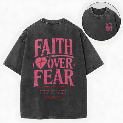 Faith Over Fear Christian Washed T-Shirt – Vintage Christian Streetwear Tee