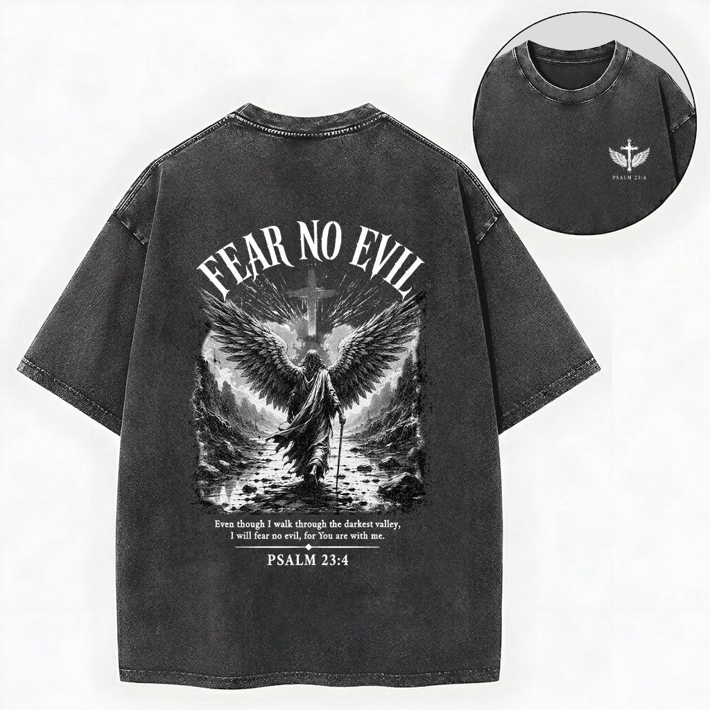 I Will Fear No Evil Christian Washed T-Shirt