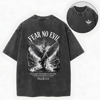 I Will Fear No Evil Christian Washed T-Shirt