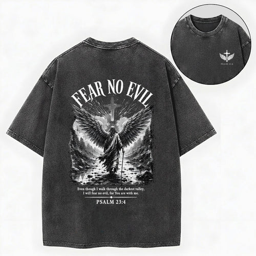 I Will Fear No Evil Christian Washed T-Shirt