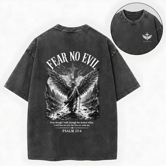 I Will Fear No Evil Christian Washed T-Shirt