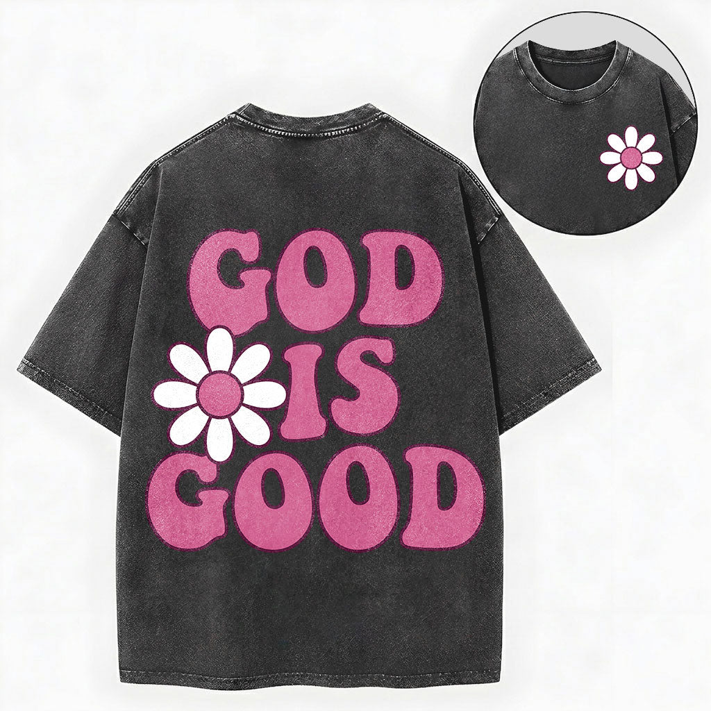 God Is Good Shirt – Retro Daisy Christian Vintage Unisex Washed Tee