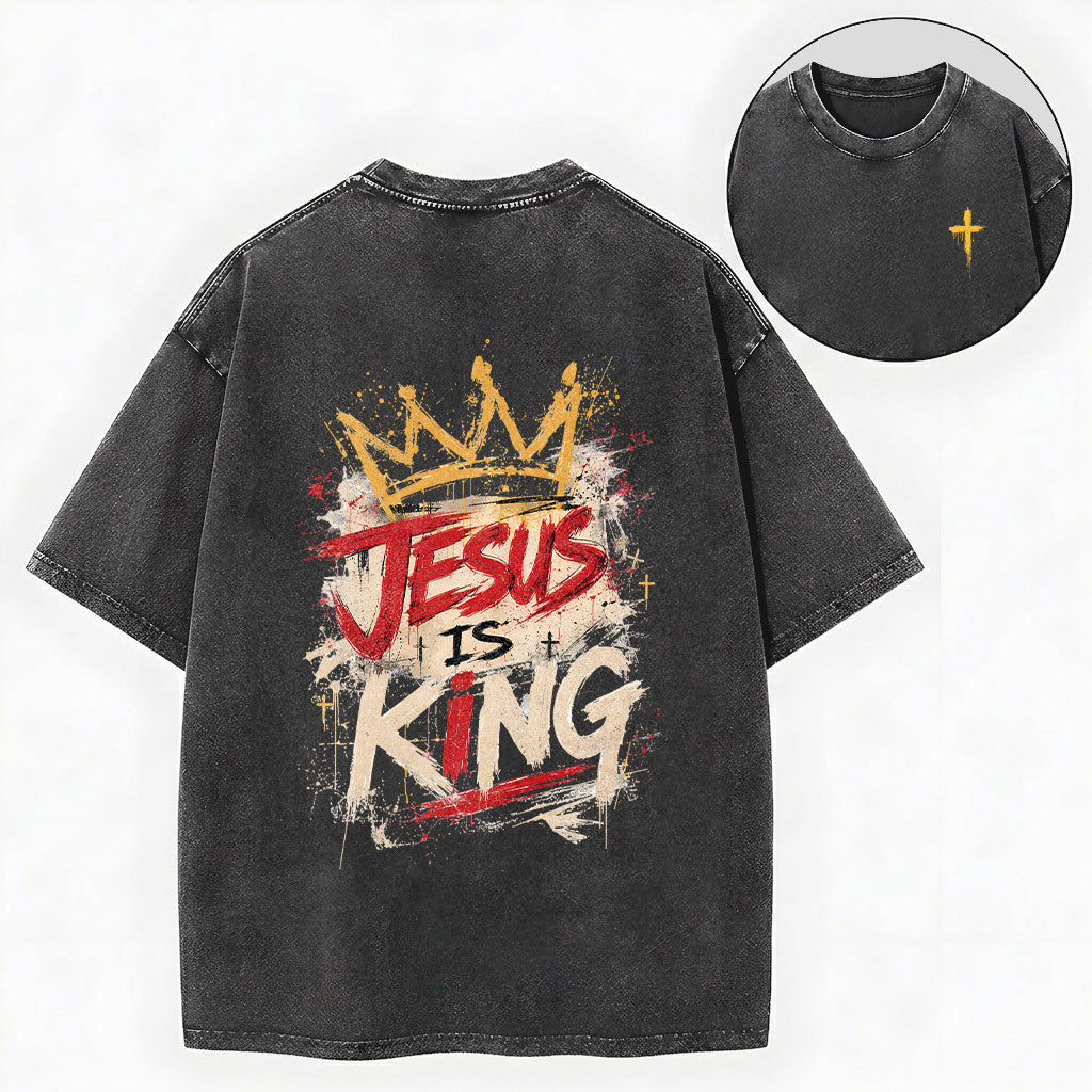Jesus Is King Christian Washed T-Shirt