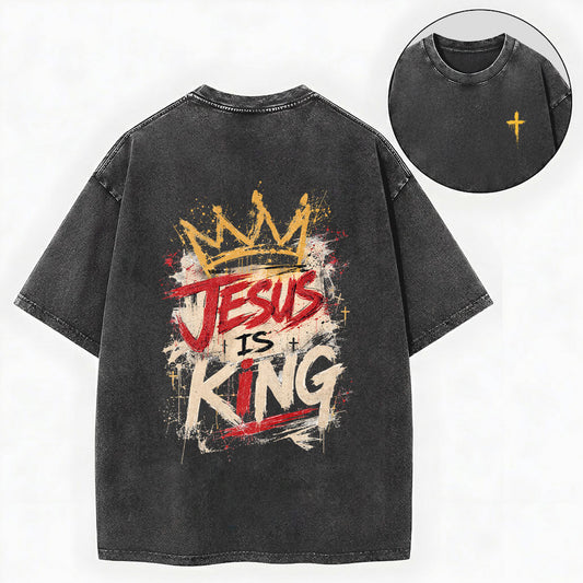 Jesus Is King Christian Washed T-Shirt
