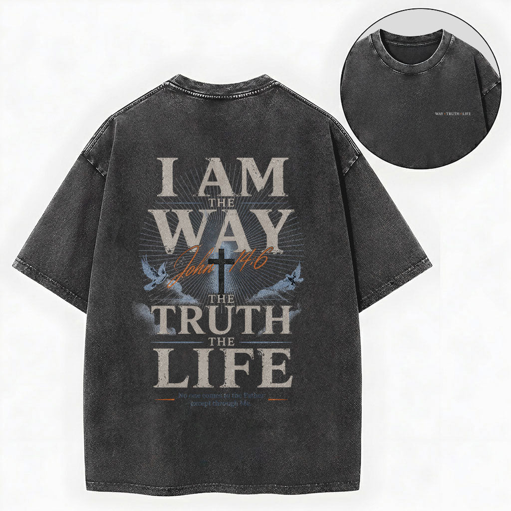 Jesus Is The Way Christian Washed T-Shirt – Vintage Christian Streetwear Tee