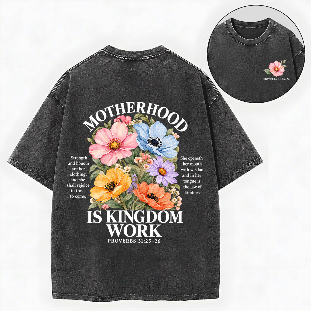 Mother's Day Christian Shirt – Kingdom Work Floral Unisex Washed Tee