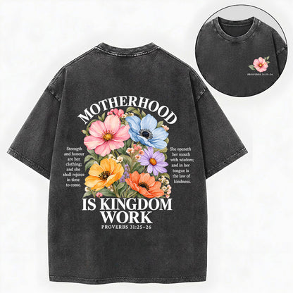 Mother's Day Christian Shirt – Kingdom Work Floral Unisex Washed Tee