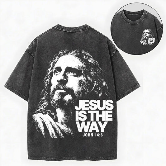 Jesus Is the Way Shirt – John 14:6 Christian Vintage Unisex Washed Tee