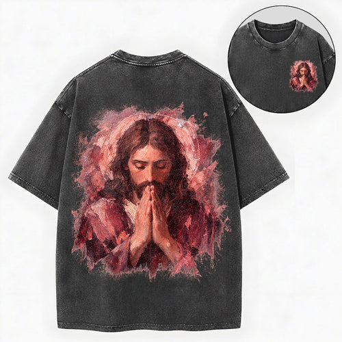 Jesus Prayer Shirt – Rose Halo Christian Vintage Unisex Washed Tee